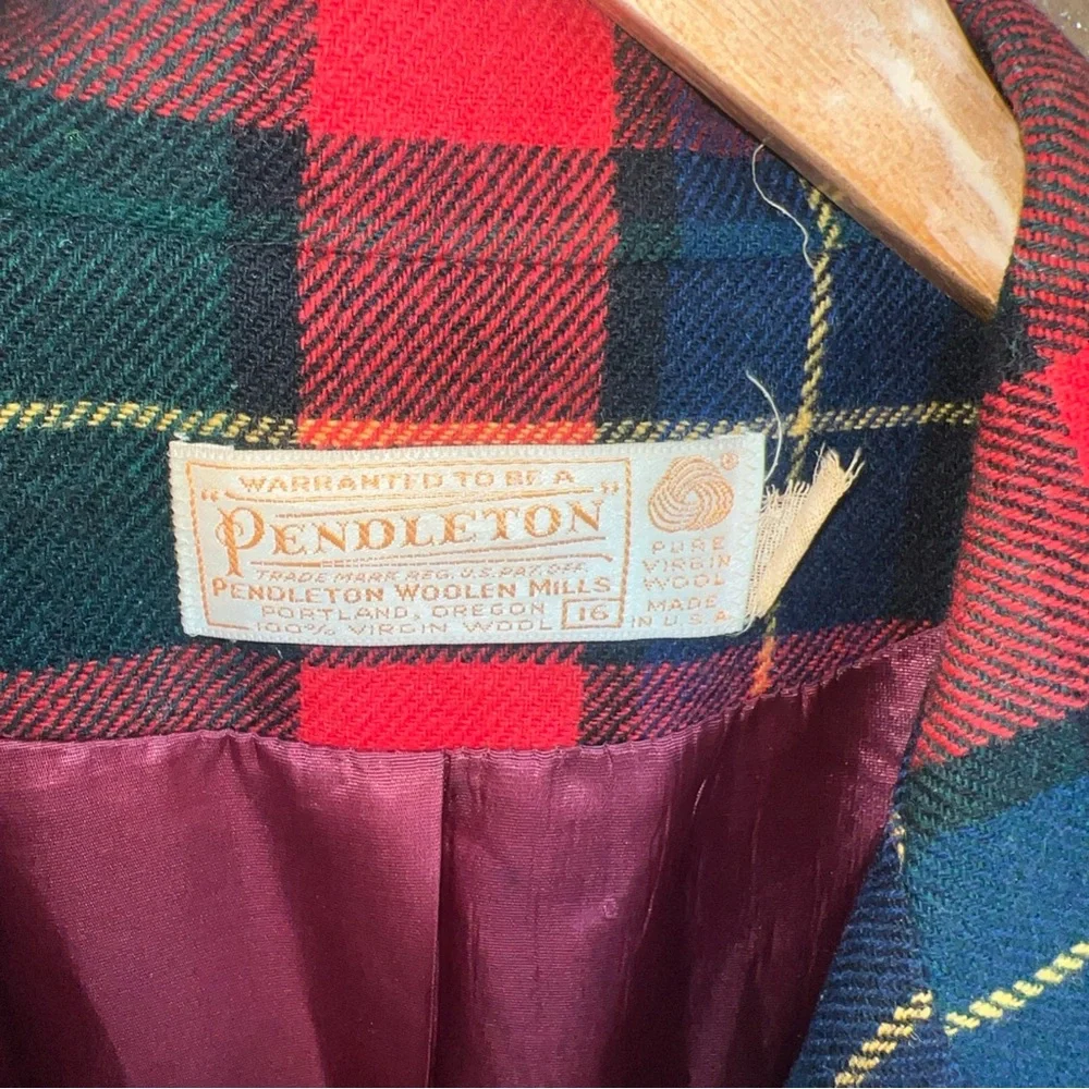 Pendleton Vintage Tartan Virgin Wool Blazer Wm’s Sz 16